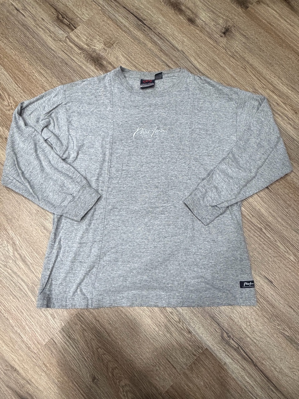 Y2K Phat Farm Men's Heather Gray Long Sleeve Logo Tee